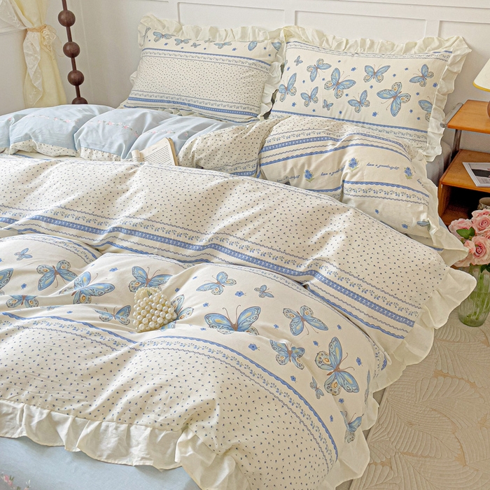 91家纺网 家纺一手货源 找家纺 澳梵家居 2025新款全棉印花韩版花间捕梦四件套 清风渡