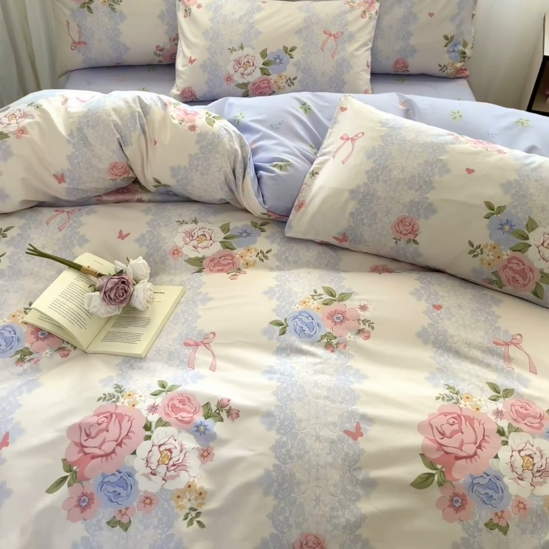 91家纺网 家纺一手货源 找家纺 寻米 2025新款13070全棉纯棉印花单被套 花涧入梦