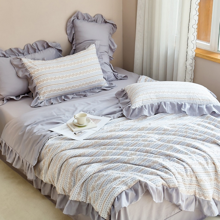 91家纺网 家纺一手货源 找家纺 梦莱斯2025新款针织棉夏被四件套 金色阳光