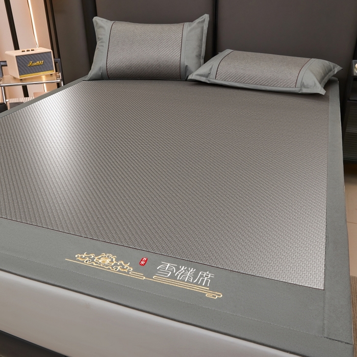 91家纺网 家纺一手货源 找家纺 尚品凤凰 2025新款PE雪藤席三件套 灰色