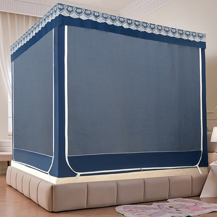 91家纺网 家纺一手货源 找家纺 显高蚊帐 2025新款U型坐床遮光防尘床帘式蚊帐 草莓熊