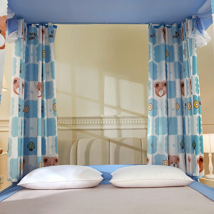 91家纺网 家纺一手货源 找家纺 显高蚊帐 2025新款U型坐床遮光防尘床帘式蚊帐 熊出没