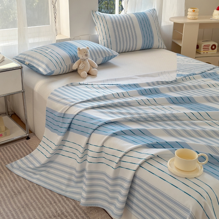 91家纺网 家纺一手货源 找家纺 莱登卡奴 新款A类100%全棉老粗布单品系列-床单 蓝宁小调