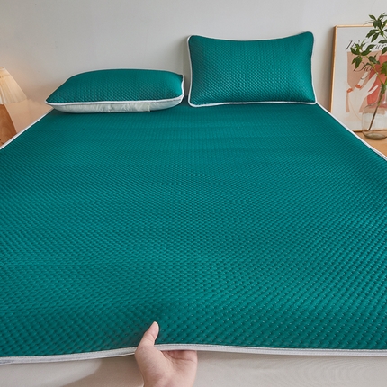 91家纺网 家纺一手货源 找家纺 湘之帛 2025新款华夫格冰豆豆凉席 华夫格-墨绿色