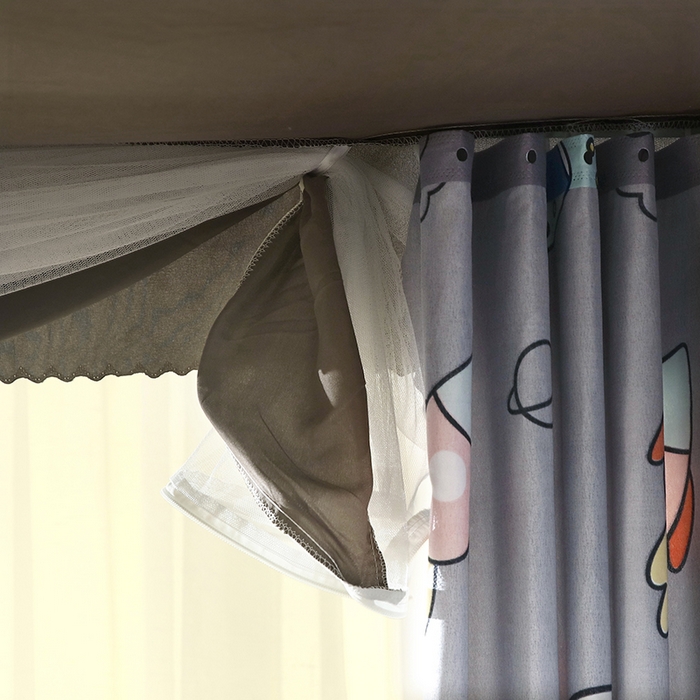 91家纺网 家纺一手货源 找家纺 显高蚊帐 2025新款U型坐床遮光防尘床帘式蚊帐 环球世界