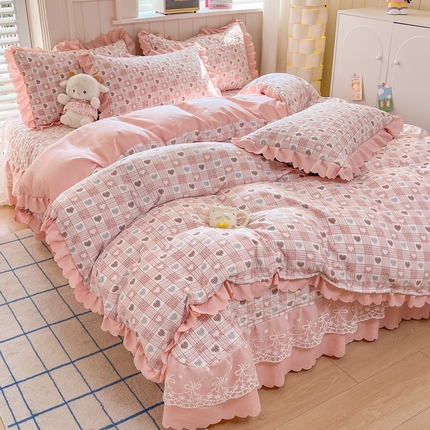 91家纺网 家纺一手货源 找家纺 （总）雅眠居 2025爆款针织棉双层纱印花床盖四件套