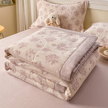 91家纺网 家纺一手货源 找家纺 （总）梦依依 2025新款小清新印花系列里外全棉棉花被夏被四件套