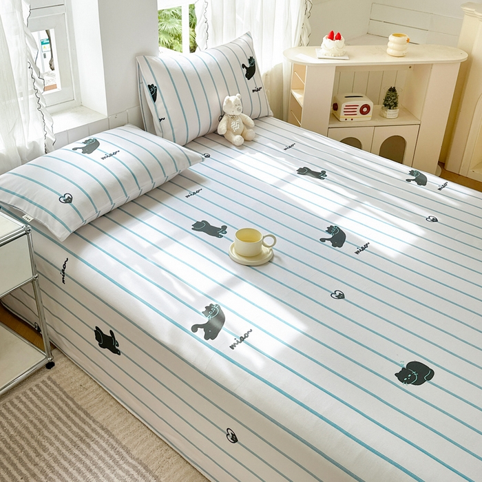 91家纺网 家纺一手货源 找家纺 莱登卡奴 新款A类100%全棉老粗布单品系列-床单 喵喵时光