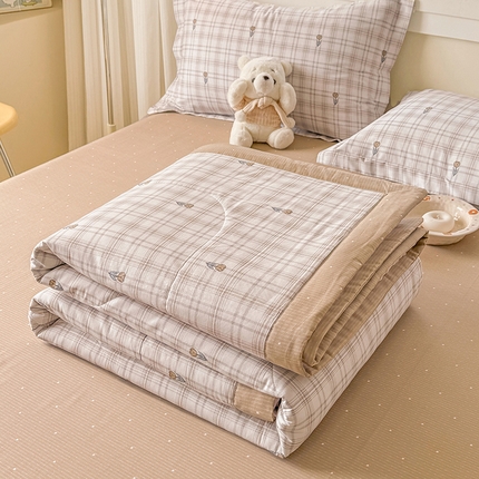 91家纺网 家纺一手货源 找家纺 （总）梦依依 2025新款小清新印花系列里外全棉棉花被夏被四件套