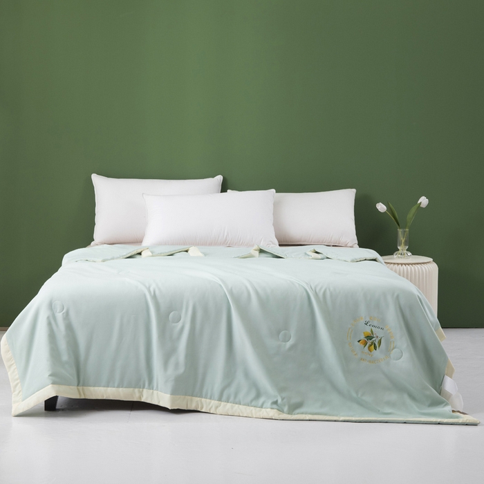 91家纺网 家纺一手货源 找家纺 帕芬鸟 2025新款亲肤磨毛夏被 薄荷绿