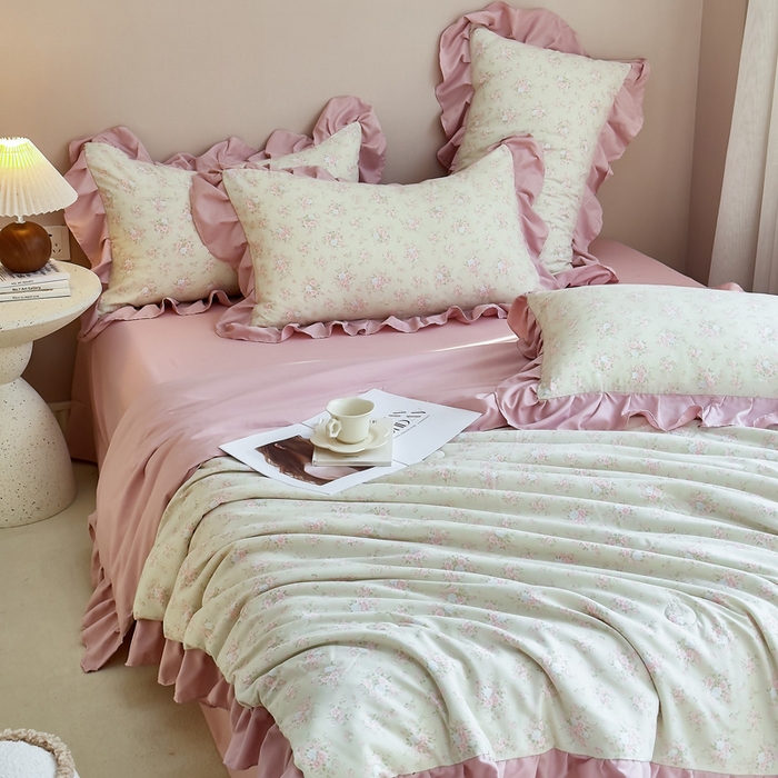 91家纺网 家纺一手货源 找家纺 梦莱斯2025新款针织棉夏被四件套 丛林中