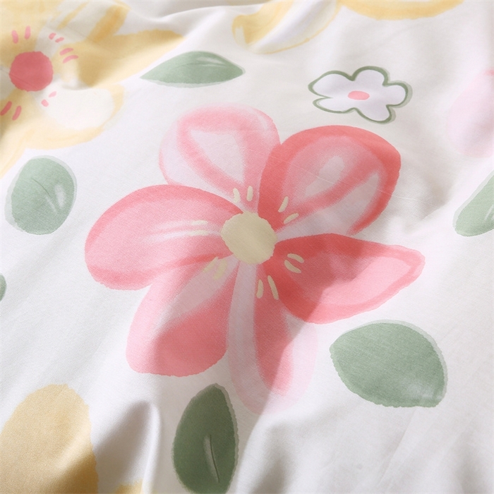 91家纺网 家纺一手货源 找家纺 梦舒羽2025新款全棉小清新印花加厚宿舍床单床裙款四件套 丽漫-全棉