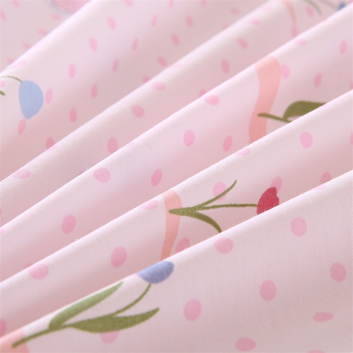 91家纺网 家纺一手货源 找家纺 梦舒羽2025新款全棉小清新印花加厚宿舍床单床裙款四件套 觅香少女-全棉