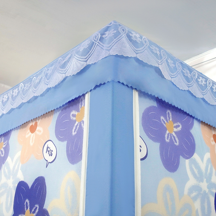 91家纺网 家纺一手货源 找家纺 显高蚊帐 2025新款U型坐床遮光防尘床帘式蚊帐 花开满园