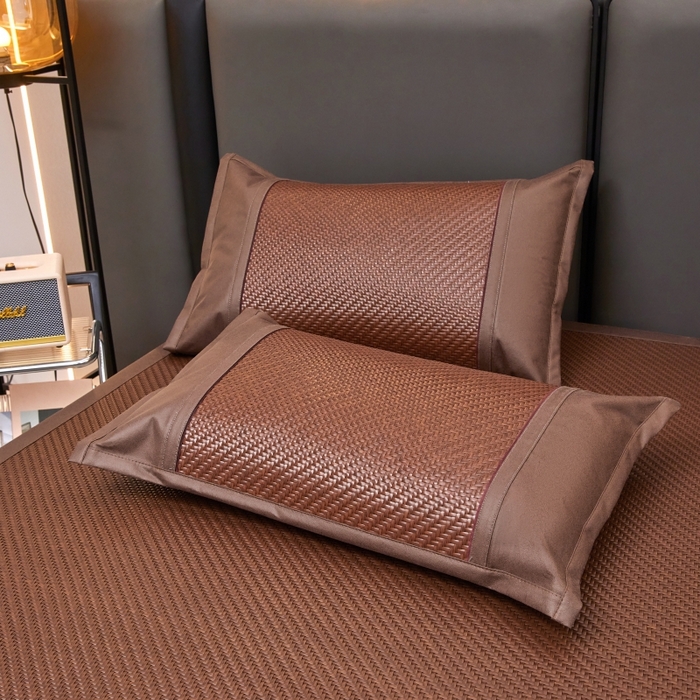 91家纺网 家纺一手货源 找家纺 尚品凤凰 2025新款PE雪藤席三件套 咖色