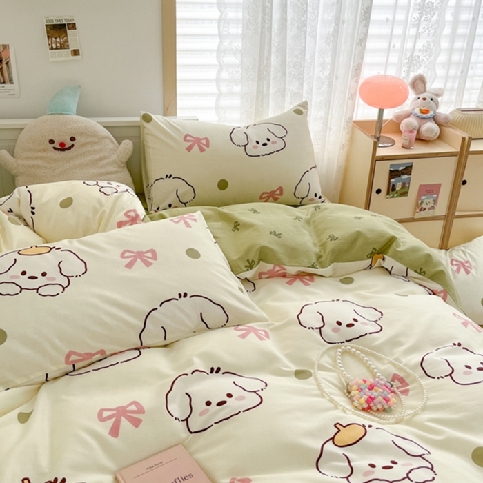 91家纺网 家纺一手货源 找家纺 寻米 2025新款13070全棉纯棉印花单被套 波点狗