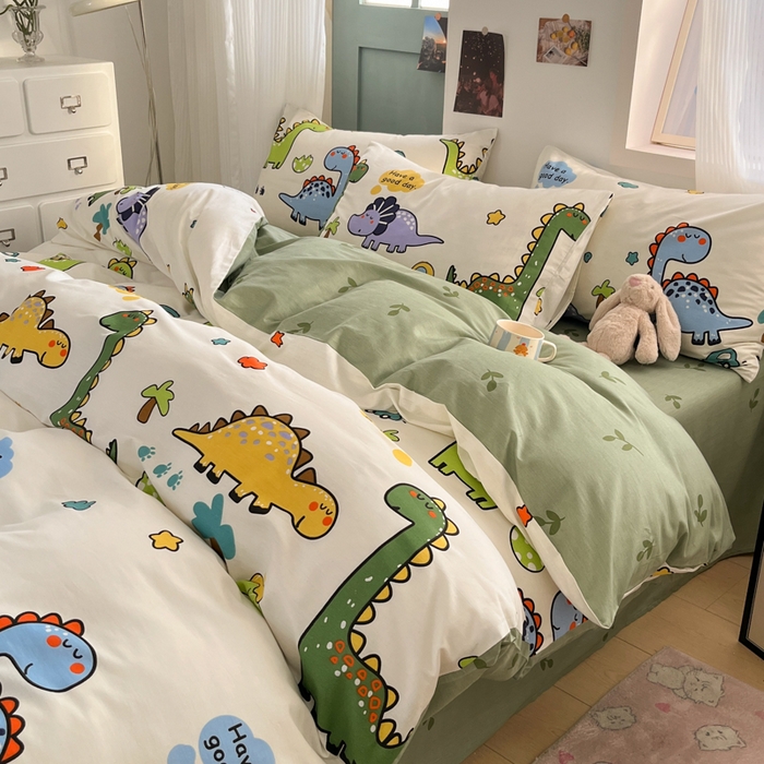 91家纺网 家纺一手货源 找家纺 寻米 2025新款13070全棉纯棉印花单被套 恐龙乐园