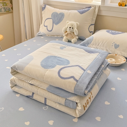 91家纺网 家纺一手货源 找家纺 （总）梦依依 2025新款小清新印花系列里外全棉棉花被夏被四件套