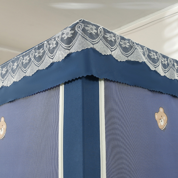 91家纺网 家纺一手货源 找家纺 显高蚊帐 2025新款U型坐床遮光防尘床帘式蚊帐 小熊维尼