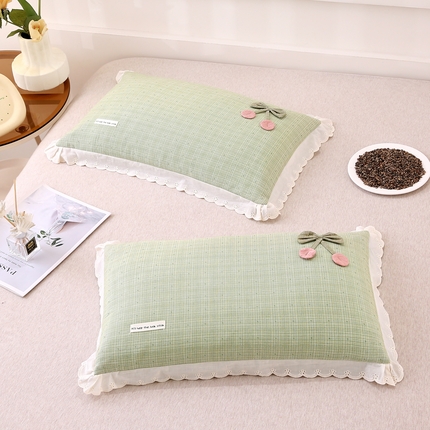 91家纺网 家纺一手货源 找家纺 （总）珍贝家纺 2025新款樱桃蝴蝶结荞麦壳枕