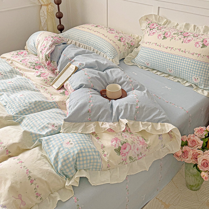 91家纺网 家纺一手货源 找家纺 澳梵家居 2025新款全棉印花韩版花间捕梦四件套 花间捕梦