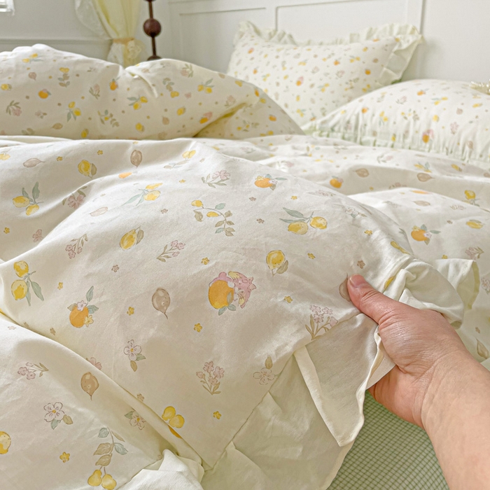 91家纺网 家纺一手货源 找家纺 澳梵家居 2025新款全棉印花韩版花间捕梦四件套 小春恋曲