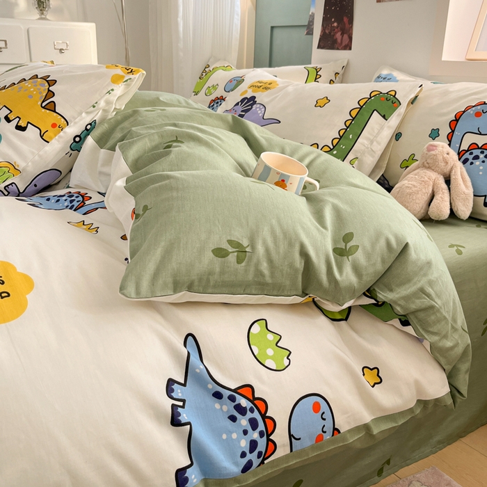 91家纺网 家纺一手货源 找家纺 寻米 2025新款13070全棉纯棉印花单被套 恐龙乐园