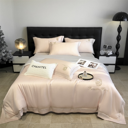 91家纺网 家纺一手货源 找家纺 （总）床绮 2025新款水洗真丝刺绣四件套-以爱之名-风格二