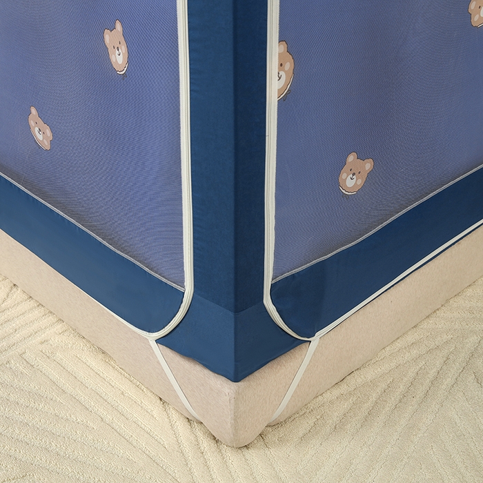 91家纺网 家纺一手货源 找家纺 显高蚊帐 2025新款U型坐床遮光防尘床帘式蚊帐 小熊维尼