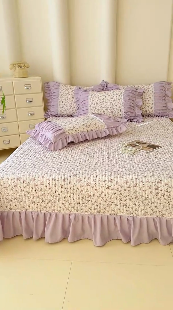 91家纺网 家纺一手货源 找家纺 （总）鹿辉家居2025新款双层纱韩版床盖四件套