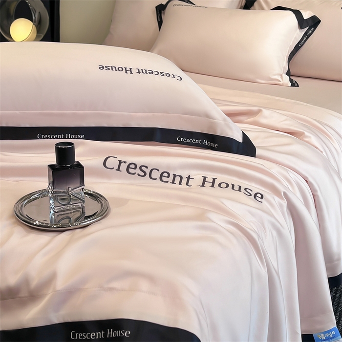 91家纺网 家纺一手货源 找家纺 笙意家纺 2025新款水洗冰丝夏被四件套-卡瑞娜系列 奶油粉