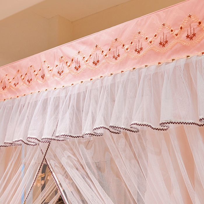 91家纺网 家纺一手货源 找家纺 锦逸家居 2025新款双层遮光防蚊落地蚊帐 温馨玉