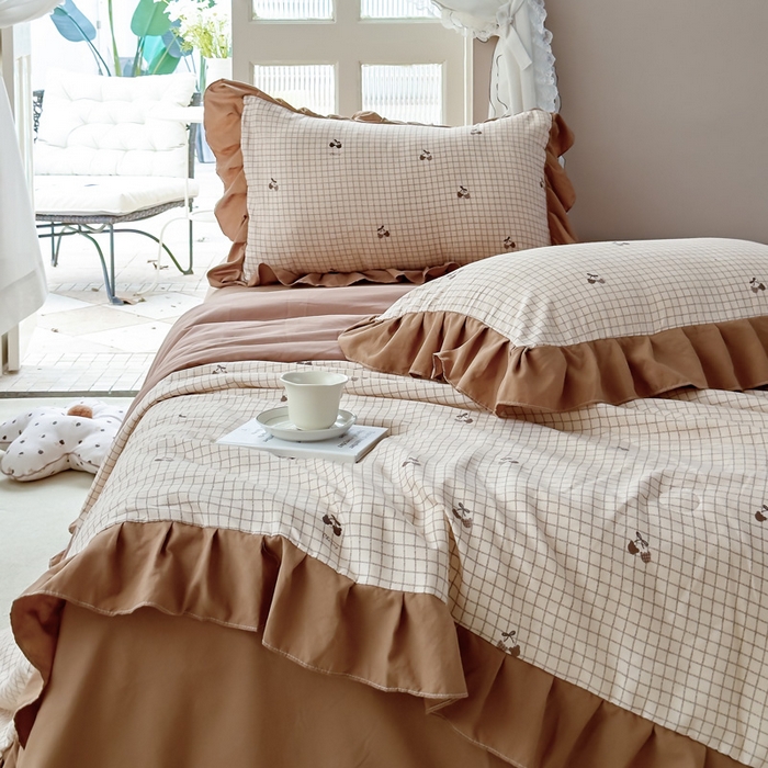 91家纺网 家纺一手货源 找家纺 梦莱斯2025新款针织棉夏被四件套 荔枝棋盘