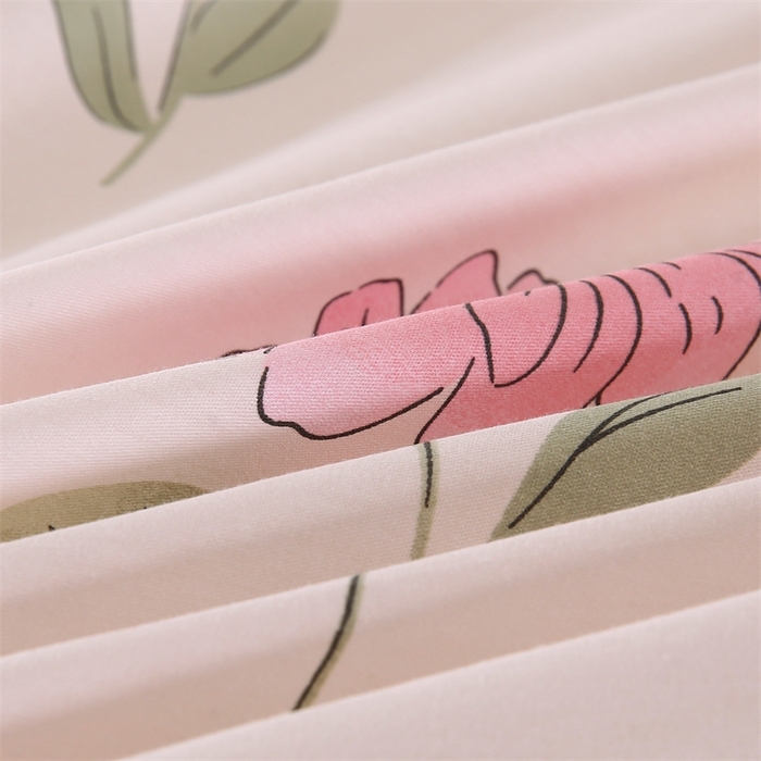 91家纺网 家纺一手货源 找家纺 梦舒羽2025新款全棉小清新印花加厚宿舍床单床裙款四件套 花丛小兔-全棉