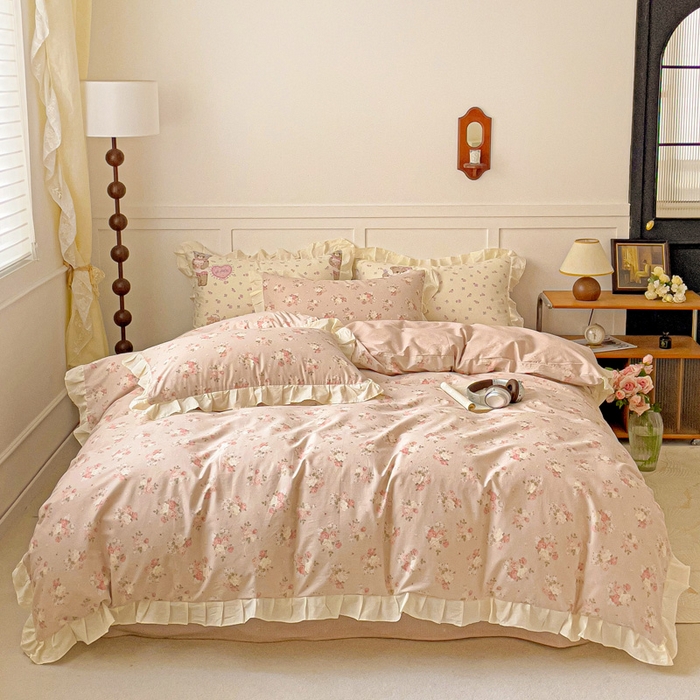 91家纺网 家纺一手货源 找家纺 澳梵家居 2025新款全棉印花韩版花间捕梦四件套 春澜