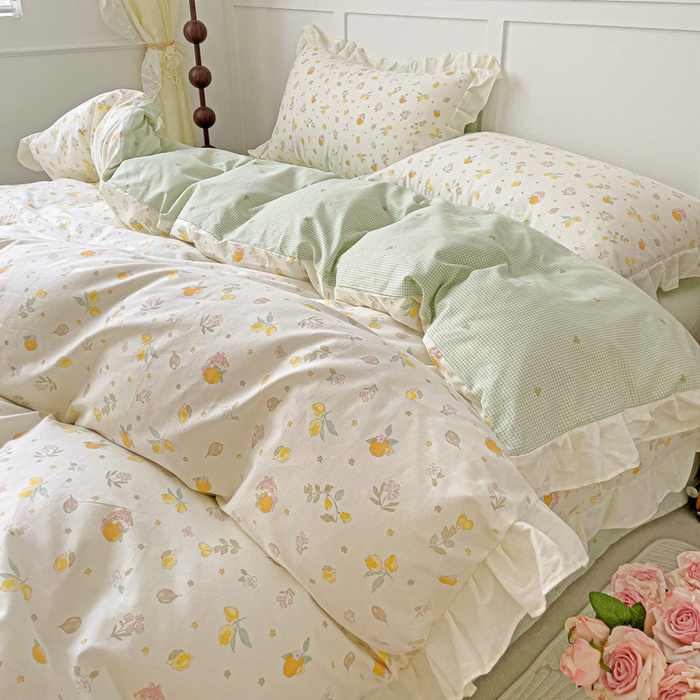 91家纺网 家纺一手货源 找家纺 澳梵家居 2025新款全棉印花韩版花间捕梦四件套 小春恋曲