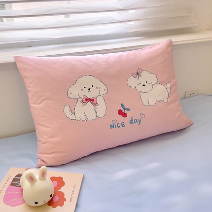 DoDo 兜兜2025新款40支全棉印花单枕套 蝴蝶结小狗-大版