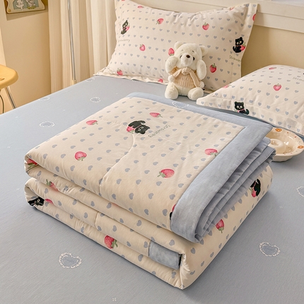 91家纺网 家纺一手货源 找家纺 （总）梦依依 2025新款小清新印花系列里外全棉棉花被夏被四件套