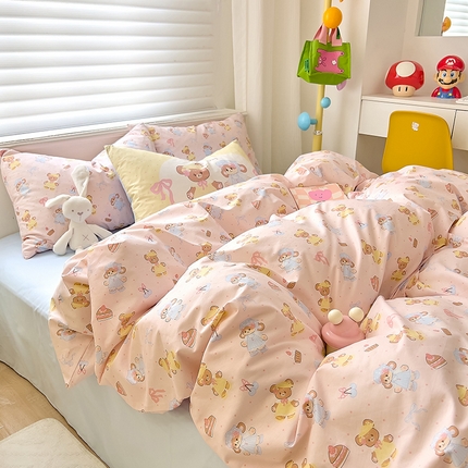 91家纺网 家纺一手货源 找家纺 DoDo兜兜2025新款40支13372全棉印花四件套 糖果甜心