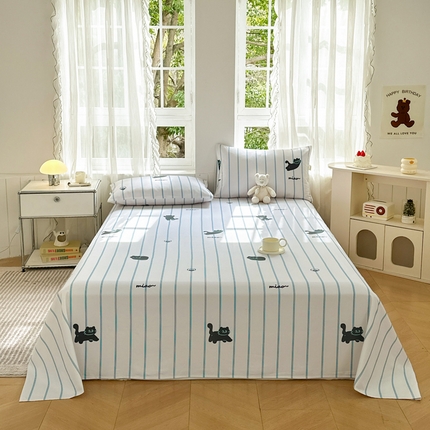 莱登卡奴 新款A类100%全棉老粗布单品系列-床单 喵喵时光