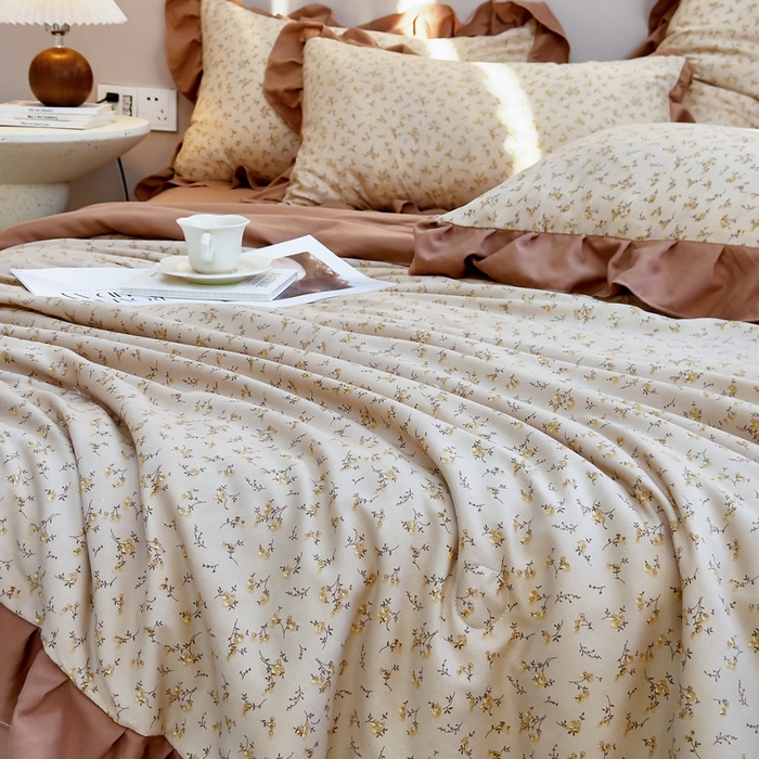 91家纺网 家纺一手货源 找家纺 梦莱斯2025新款针织棉夏被四件套 暖暖人生