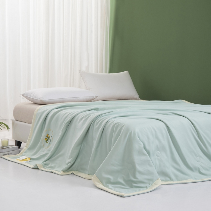 91家纺网 家纺一手货源 找家纺 帕芬鸟 2025新款亲肤磨毛夏被 薄荷绿