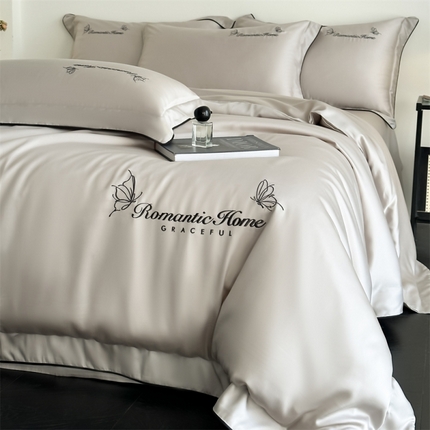 91家纺网 家纺一手货源 找家纺 （总）DC 2025新款B类天丝绣花四件套--蝶语梦系列