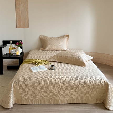 琳可家居2025新款60S双面莱赛尔纤维纯色床盖三件套-溯回系列 溯回-咖色