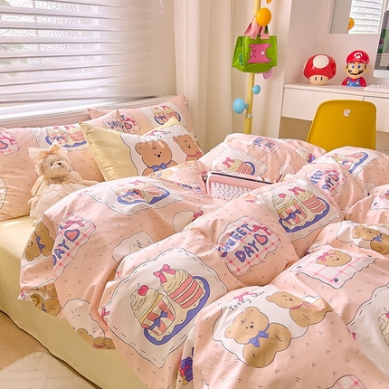 DoDo兜兜2025新款40支13372全棉印花四件套 蛋糕小熊