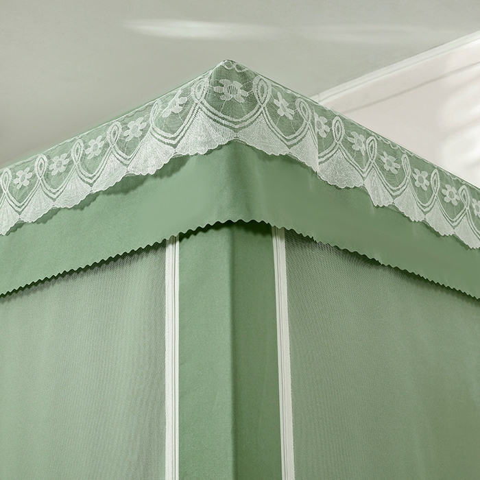 91家纺网 家纺一手货源 找家纺 显高蚊帐 2025新款U型坐床遮光防尘床帘式蚊帐 抹茶绿