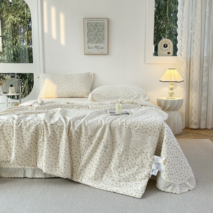 有货2025新款60支云纱棉休闲被＋床盖三件套 春盼花