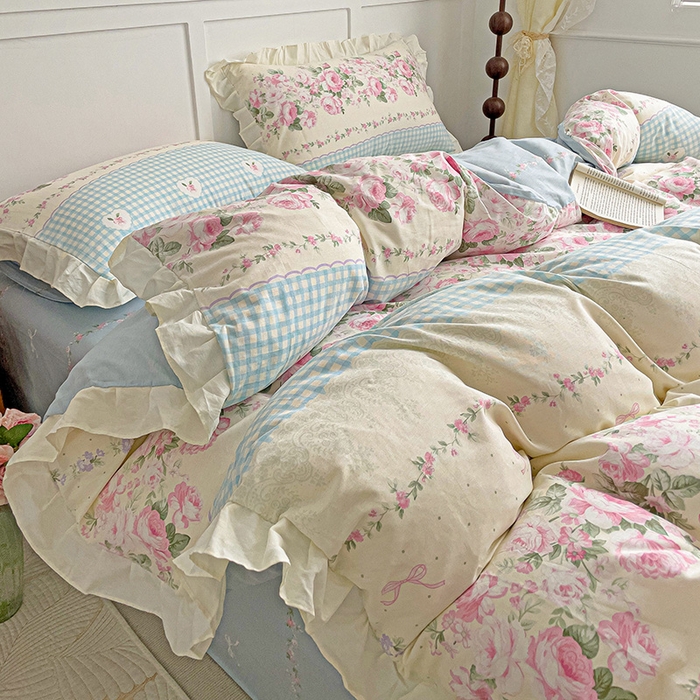 91家纺网 家纺一手货源 找家纺 澳梵家居 2025新款全棉印花韩版花间捕梦四件套 花间捕梦