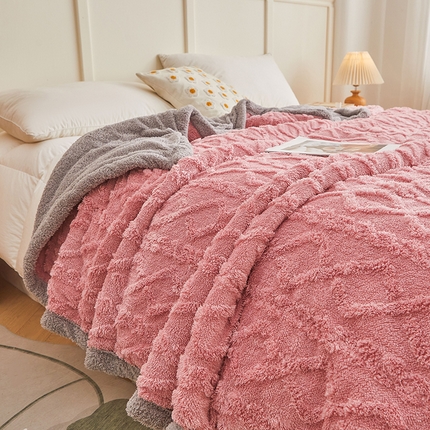 澳梵家居 2025新款塔芙绒提花毛毯盖毯 苏梅-灰