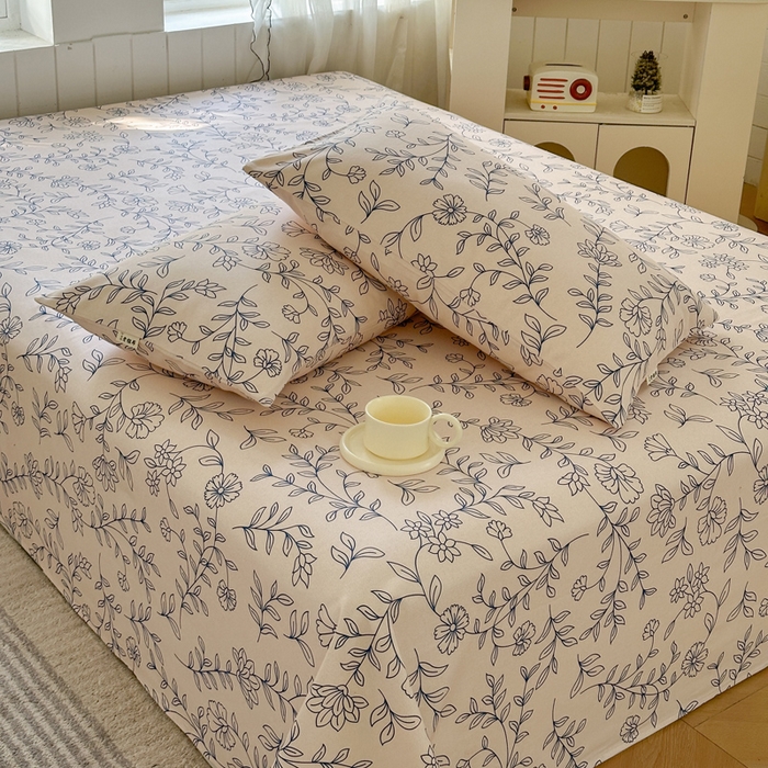 91家纺网 家纺一手货源 找家纺 莱登卡奴 新款A类100%全棉老粗布单品系列-床单 蓝海山居